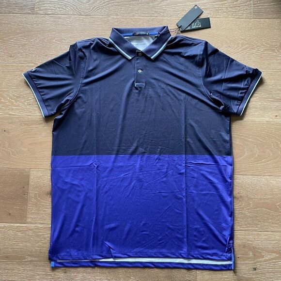 Greyson Golf Polo Men's XL Purple Navy Washoe Color-block Collared NEW - Picture 1 of 7